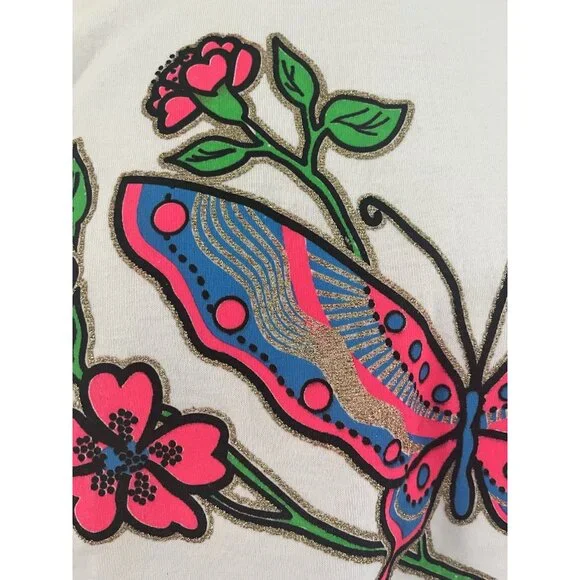 YES Clothing Co. Vintage 90s Y2K Fairy Neon Butterfly Crop T-Shirt One Size - Picture 7 of 11